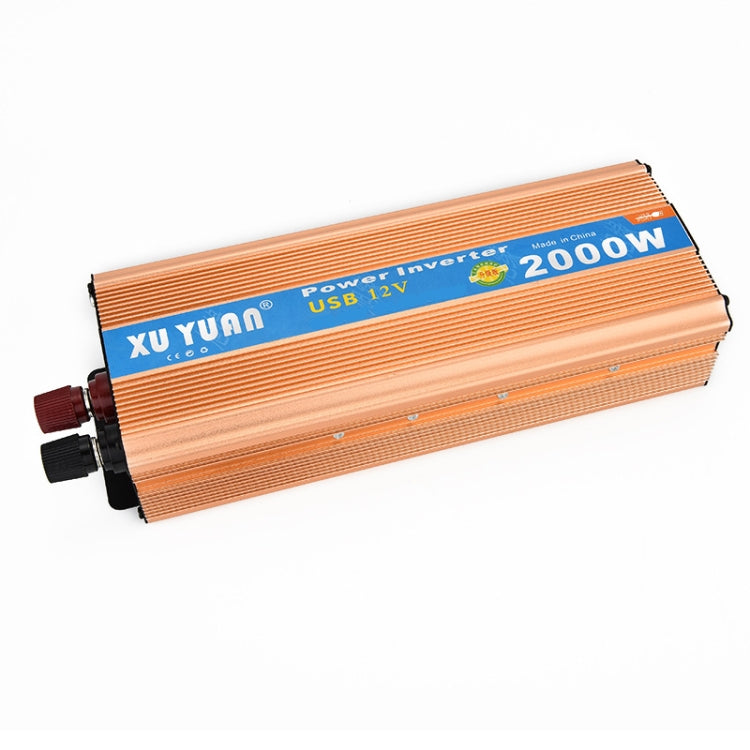 XUYUAN 2000W Inverter with USB Positive And Negative Reverse Connection Protection, Specification: Gold 12V to 220V - Modified Square Wave by buy2fix | Online Shopping UK | buy2fix