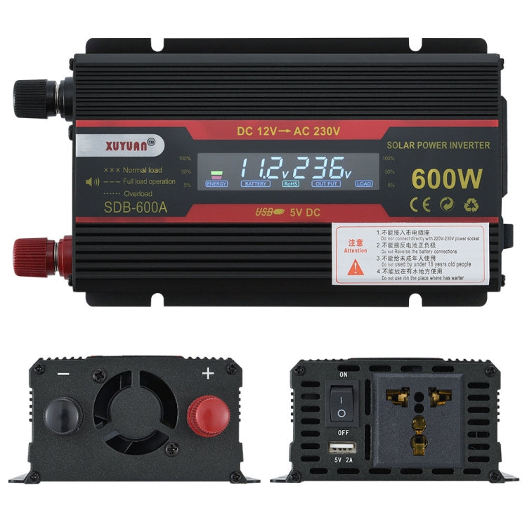 XUYUAN 600W Car Inverter LCD Display Converter, Specification: 12V to 220V -  by XUYUAN | Online Shopping UK | buy2fix