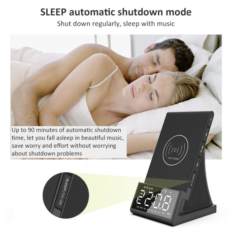 X7 Multifunctional Wireless Charging Bluetooth Speaker with Alarm Clock & Radio & Remote Control, Specification: EU Plug - Desktop Speaker by buy2fix | Online Shopping UK | buy2fix