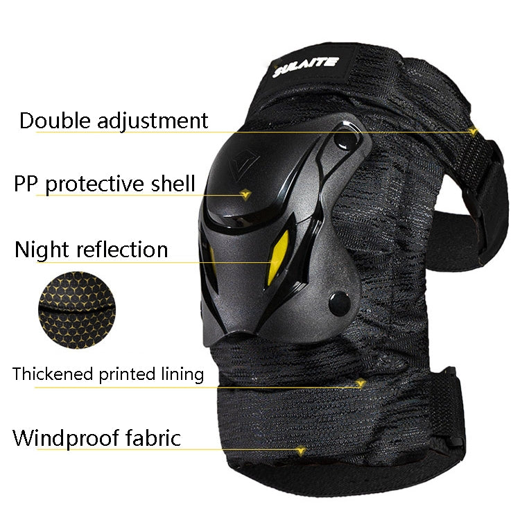 SULAITE Motorcycle Protector Rider Wind Warmth Protective Gear Riding Equipment, Colour: Black Knee Pad+Elbow Pad - Protective Gear by SULAITE | Online Shopping UK | buy2fix