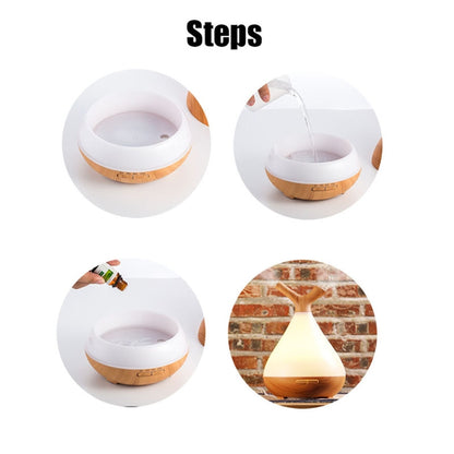 YCTA-008 Household Mute Small Wood Grain Colorful Light Aroma Diffuser Night Tree Air Humidifier, Product specifications: UK Plug(Light Wood Grain) - Home & Garden by buy2fix | Online Shopping UK | buy2fix