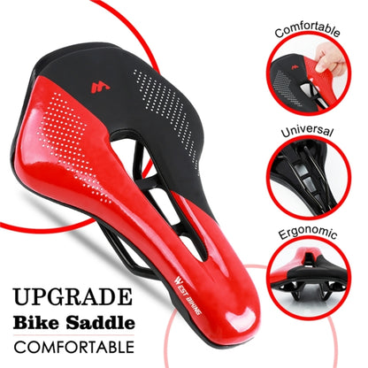 WEST BIKING Cycling Seat Hollow Breathable Comfortable Saddle Riding Equipment(Black Red) - Bicycle Saddle by WEST BIKING | Online Shopping UK | buy2fix