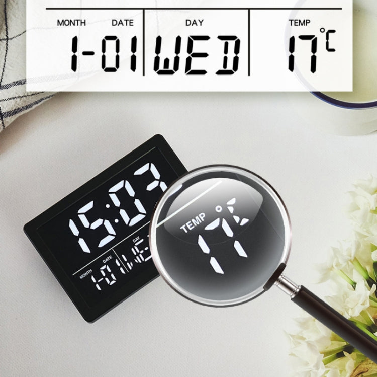 Large Screen LED Clock Bedside Multifunctional Electronic Alarm Clock(Black Shell White Light) - Home & Garden by buy2fix | Online Shopping UK | buy2fix