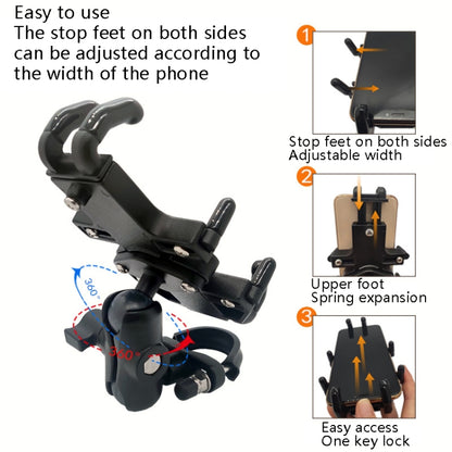 N-STAR NJN001 Motorcycle Bicycle Compatible Mobile Phone Bracket Aluminum Accessories Riding Equipment(With T Head) - Holders by N-STAR | Online Shopping UK | buy2fix