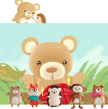 Animal Finger Dolls Plush Toys For Preschool Education, Height: 7.5cm(5 PCS/Set Little Grizzlies+Story Card) - Soft Toys by buy2fix | Online Shopping UK | buy2fix