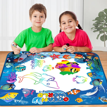 6614 Children Water Drawing Canvas Magic Graffiti Mat, Size: 100 x 80cm Blue Version - Drawing Toys by buy2fix | Online Shopping UK | buy2fix