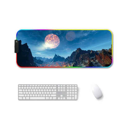 350x900x3mm F-01 Rubber Thermal Transfer RGB Luminous Non-Slip Mouse Pad(Snow Peak) - Mouse Pads by buy2fix | Online Shopping UK | buy2fix