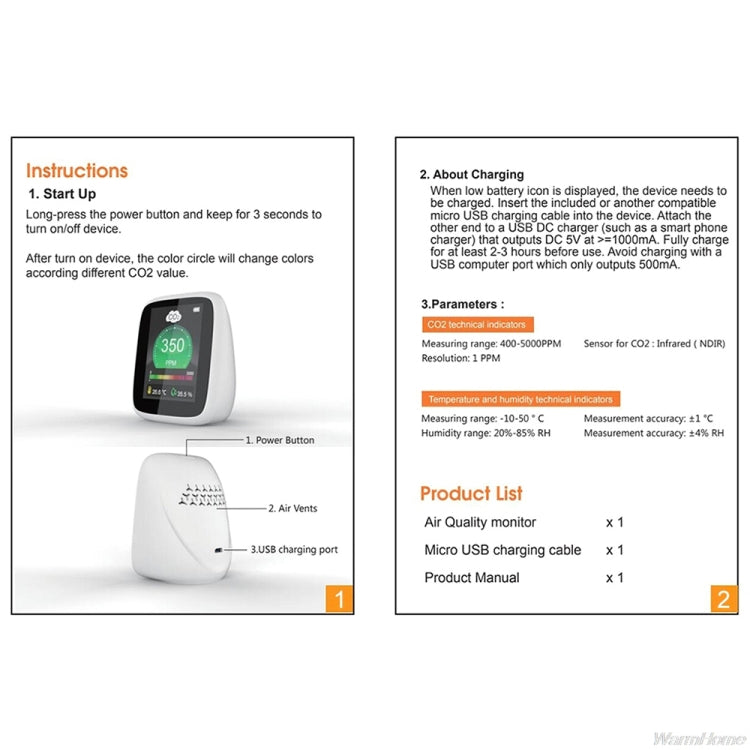 DM1308 CO2 Monitor Tester Indoor Air Quality 400-5000ppm Digital Carbon Dioxide Temperature Humidity NDIR Sensor - Consumer Electronics by buy2fix | Online Shopping UK | buy2fix