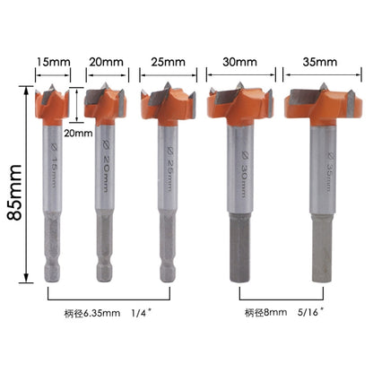 5 PCS / Set Woodworking Hole Opener Hinge Stone Cream Board Wood Take-Hole Door Window With Collar Woodworking Flat Drill Bit(Plastic Box) - Others by buy2fix | Online Shopping UK | buy2fix