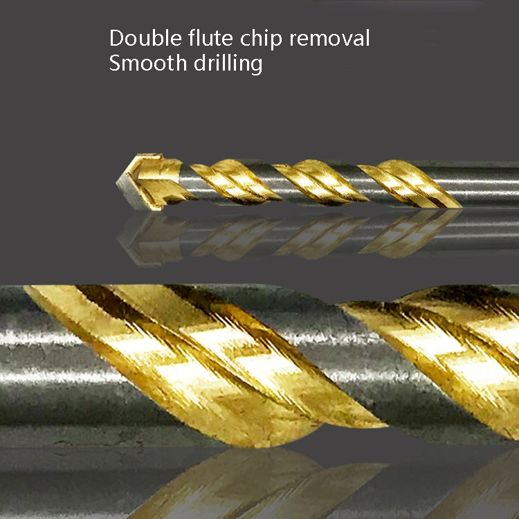 6mm+6mm+8mm+10mm+12mm Titanium-Plated King Drill Porcelain Brick Glass Brick Drill Punched Twist Triangle Drill - Drill & Drill Bits by buy2fix | Online Shopping UK | buy2fix