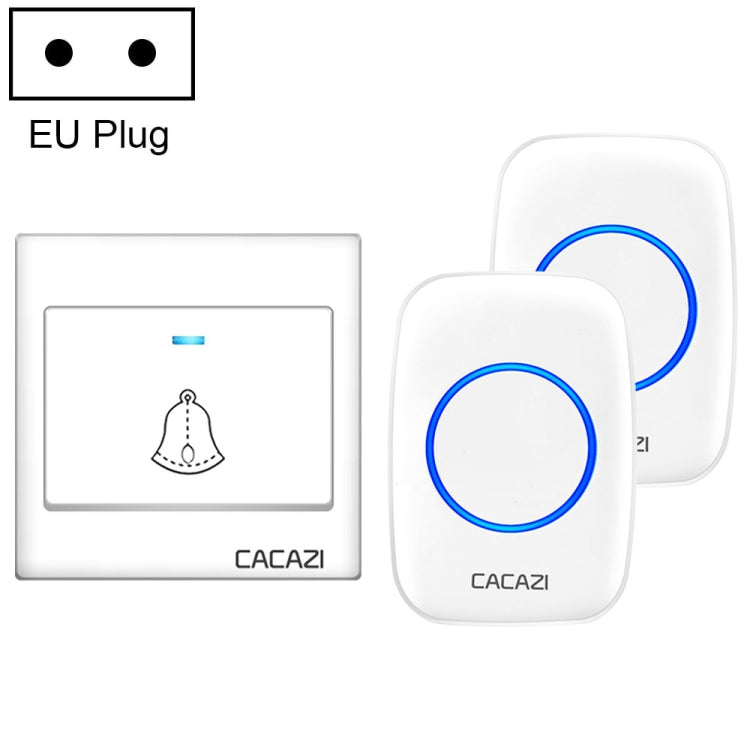 CACAZI H10 1 For 2 Home Wireless Music Doorbell without Battery, Plug:EU Plug(White) - Wireless Doorbell by CACAZI | Online Shopping UK | buy2fix