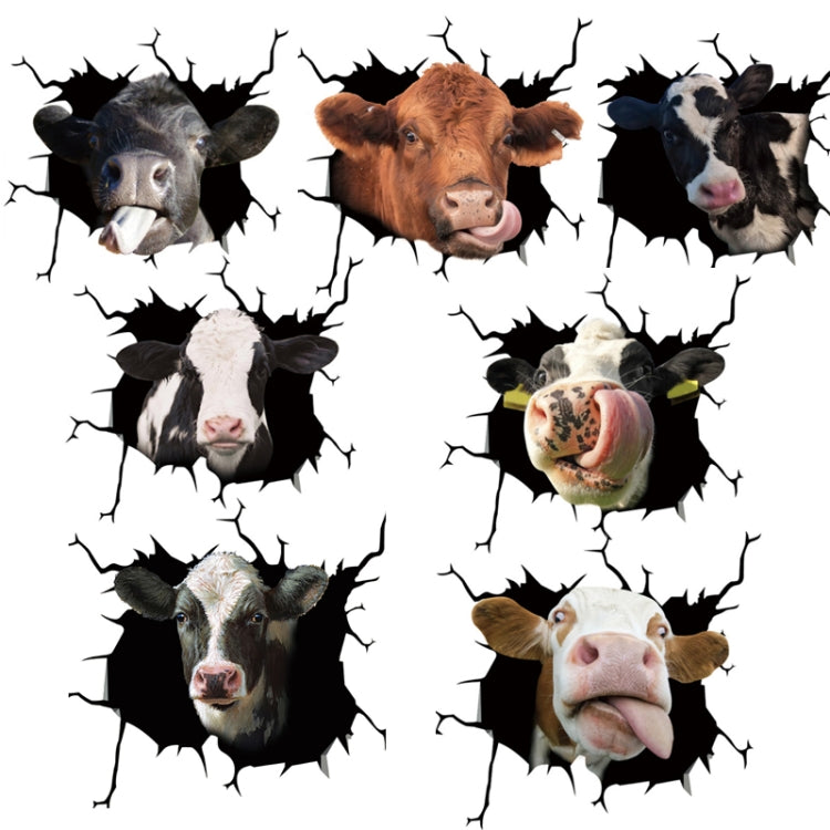 7 PCS Animal Wall Stickers Cattle Head Hoisting Car Window Static Stickers(Cow 01) - In Car by buy2fix | Online Shopping UK | buy2fix