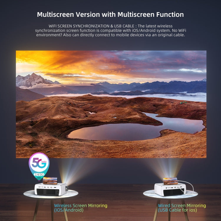 YG430 1080P 5G Mobile Phone Wireless Multi-Screen Version Home Projector Office HD Mini Portable Projector, Plug Type： AU Plug - Consumer Electronics by buy2fix | Online Shopping UK | buy2fix
