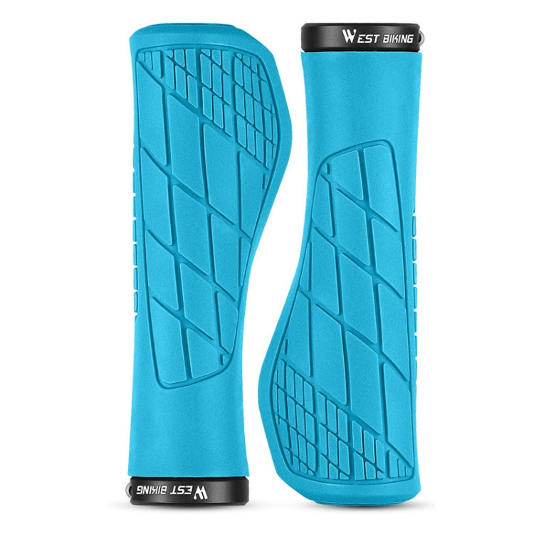 1 Pair WEST BIKING YP0804060 Bicycle Grips Mountain Bike Non-Slip Rubber Grips(Blue) - Outdoor & Sports by WEST BIKING | Online Shopping UK | buy2fix