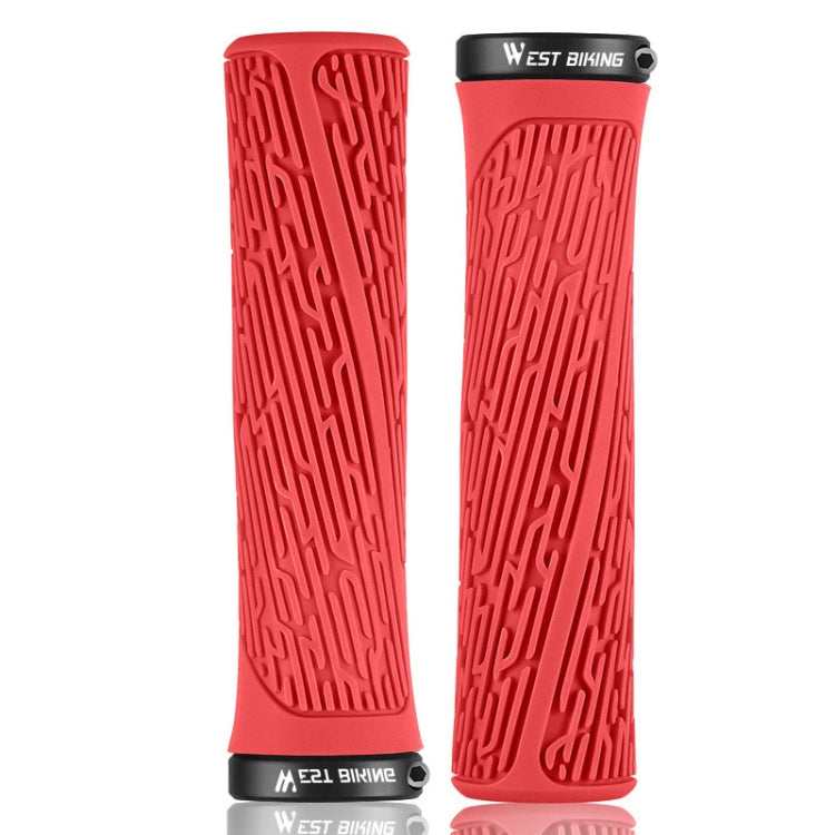 1 Pair WEST BIKING YP0804061 Bicycle Anti-Slip Shock Absorber Grip Mountain Bike Rubber Handlebar Cover(Red) - Outdoor & Sports by WEST BIKING | Online Shopping UK | buy2fix