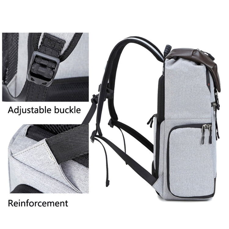 C3081 Camera  Computer Shoulder Digital Camera Bag Large Capacity Photography Backpack(Light Grey) - Camera Accessories by buy2fix | Online Shopping UK | buy2fix
