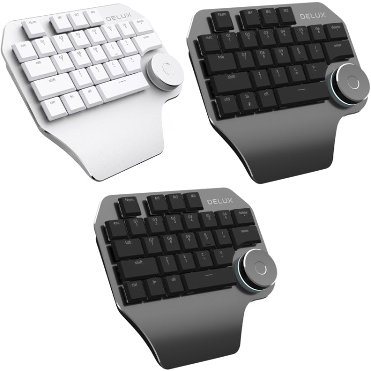 DELUX T11 29 Keys Single-Hand Keyboard Shortcut Key Speech Tool Flat Keyboard, Colour: Silver Gray - Wired Keyboard by DELUX | Online Shopping UK | buy2fix