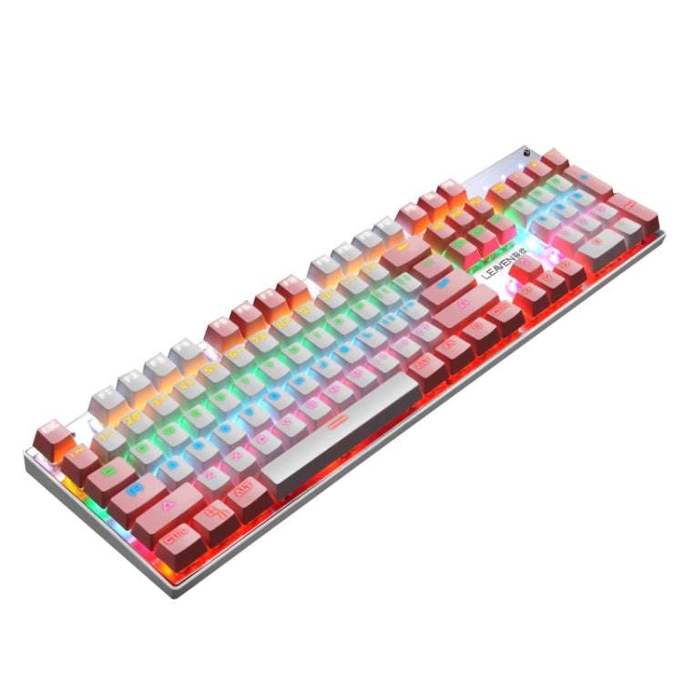 104 Keys Green Shaft RGB Luminous Keyboard Computer Game USB Wired Metal Mechanical Keyboard, Cabel Length:1.5m, Style: Double Imposition Version (Pink White) - Wired Keyboard by buy2fix | Online Shopping UK | buy2fix