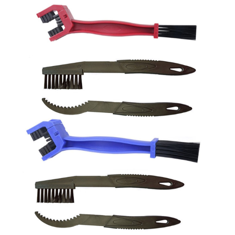 5 Set BG-7168 Bicycle And Motorcycle Cleaning Brush Three-Sided Chain Brush, Colour: Blue + Small Brush - Outdoor & Sports by buy2fix | Online Shopping UK | buy2fix