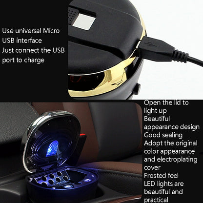 N09C Car Ashtray With Lamp And Cover Car Ashtray(Gold) - In Car by buy2fix | Online Shopping UK | buy2fix