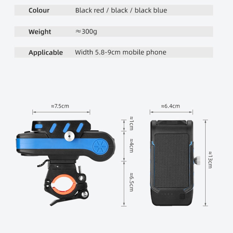 BG-2021 Bicycle Front Light 4 In 1 Mobile Phone Holder Horn Light Mountain Bike Front Light, Colour: 2400 MAH Blue - Headlights by buy2fix | Online Shopping UK | buy2fix