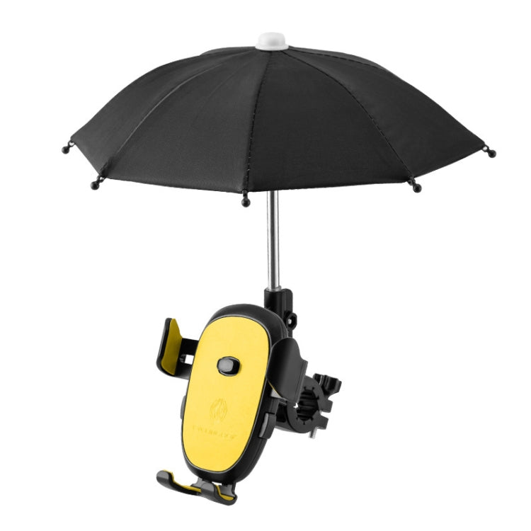 CYCLINGBOX BG-2935 Bicycle Mobile Phone Bracket With Umbrella Waterproof Navigation Electric Car Mobile Phone Frame, Style: Handlebar Installation (Yellow) - Outdoor & Sports by CYCLINGBOX | Online Shopping UK | buy2fix