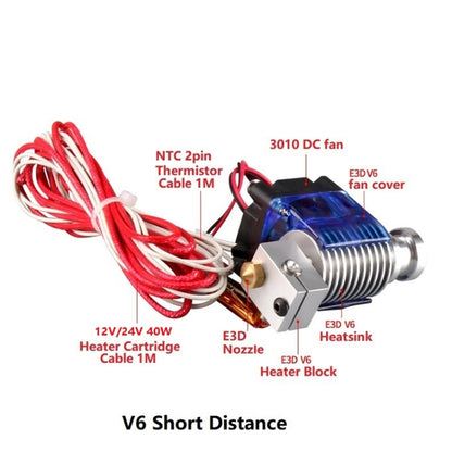 3D V6 Printer Extrusion Head Printer J-Head Hotend With Single Cooling Fan, Specification: Short 1.75 / 0.5mm - Consumer Electronics by buy2fix | Online Shopping UK | buy2fix