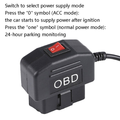 H508 OBD Car Charger Driving Recorder Power Cord 12/24V To 5V With Switch Low Pressure Protection Line, Specification: Mini Right Elbow - In Car by buy2fix | Online Shopping UK | buy2fix