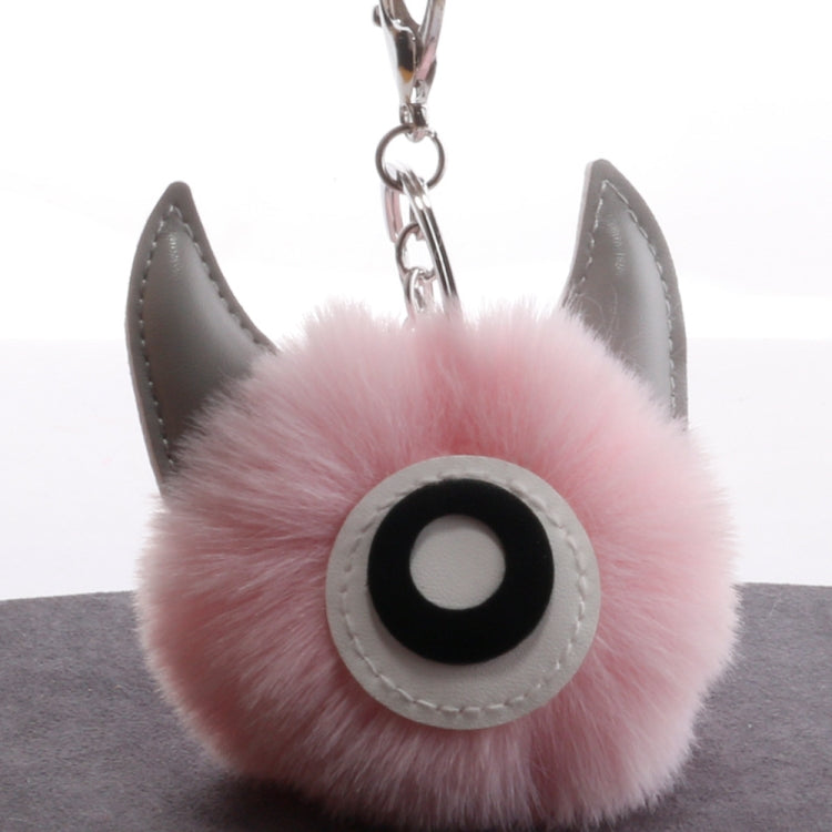 3 PCS Cartoon Croissant Hair Ball Keychain Pendant Bag Car Pendant(Light Pink) - Key Rings by buy2fix | Online Shopping UK | buy2fix