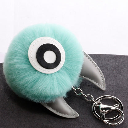 3 PCS Cartoon Croissant Hair Ball Keychain Pendant Bag Car Pendant(Light Gray) - Key Rings by buy2fix | Online Shopping UK | buy2fix