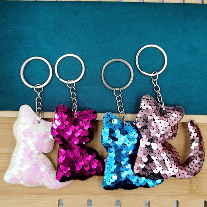 10 PCS PET Sequins Reflective Cat Keychain Bag Car Pendant, Colour: Gold - In Car by buy2fix | Online Shopping UK | buy2fix