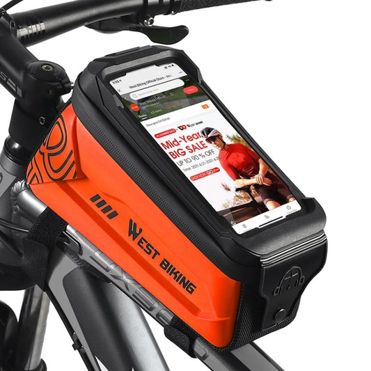 WEST BIKING 2.5L Bicycle Front Beam Mobile Phone Touch Screen Hard Shell Bag(Orange) - Bicycle Bags by WEST BIKING | Online Shopping UK | buy2fix