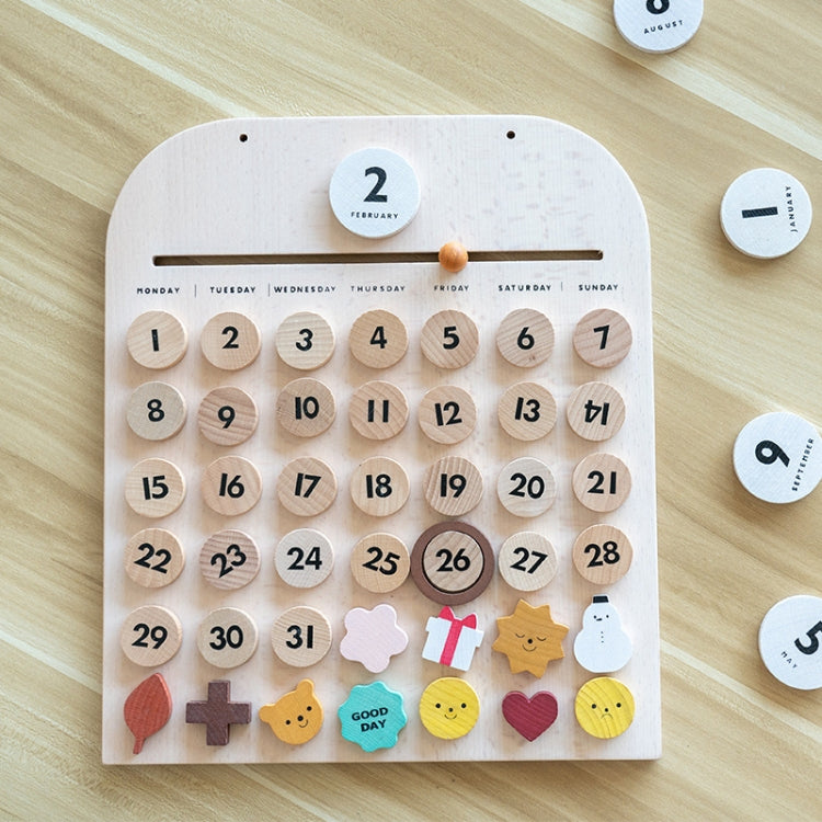 Children Room Wooden Perpetual Calendar Baby Cognitive Desktop Pendant, Spec: Beech GB - Math Toys by buy2fix | Online Shopping UK | buy2fix