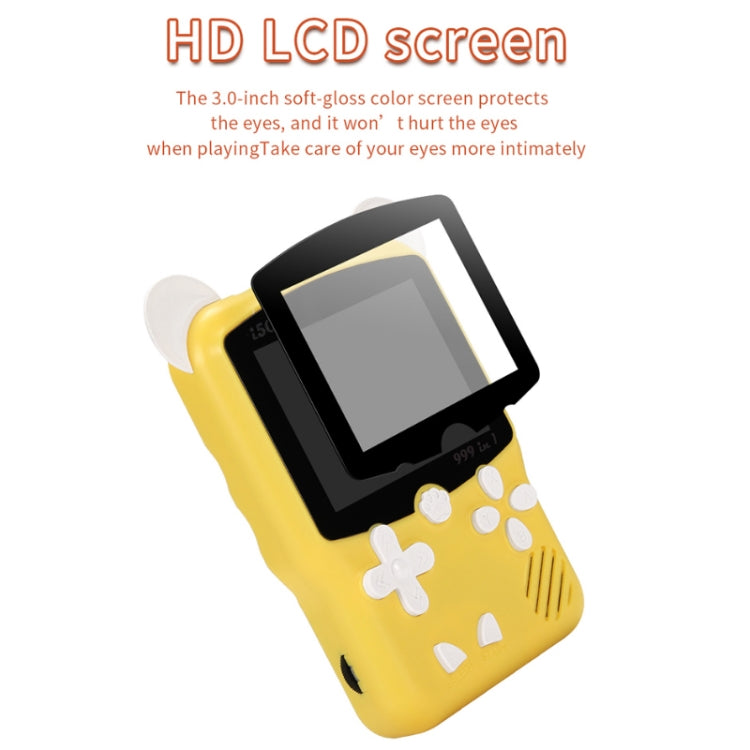 I50 999 in 1 Children Cat Ears Handheld Game Console, Style: Singles (Yellow) - Pocket Console by buy2fix | Online Shopping UK | buy2fix