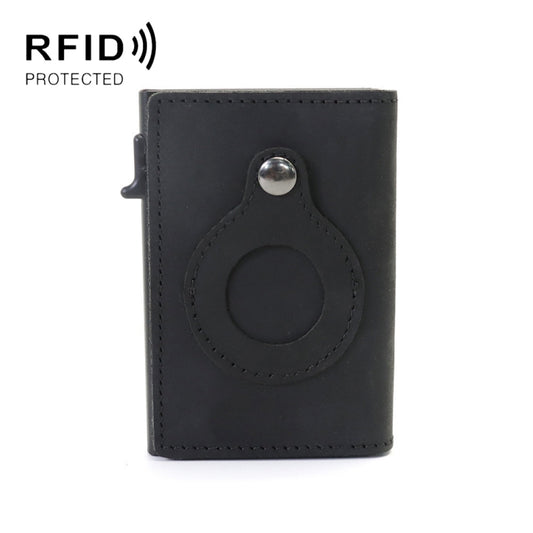 Anti-Theft Positioning Wallet Men Card Holder Mini Wallets For Airtag(Cowhide Black) - Home & Garden by buy2fix | Online Shopping UK | buy2fix