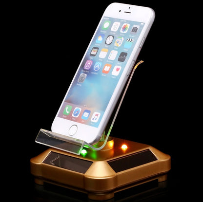 Solar Turntable Mobile Phone Stand Display Stand With Coloful Light(Gold) - Desktop Holder by buy2fix | Online Shopping UK | buy2fix