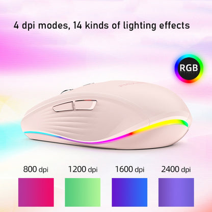 Fmouse M303 2400DPI Bluetooth&2.4G Dual Modes Rechargeable RGB Mouse(Pink) - Wireless Mice by Fmouse | Online Shopping UK | buy2fix