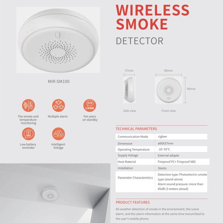 ZB-SMK-1 Smart Wireless Smoke Detector - Smoke Gas Detector by buy2fix | Online Shopping UK | buy2fix