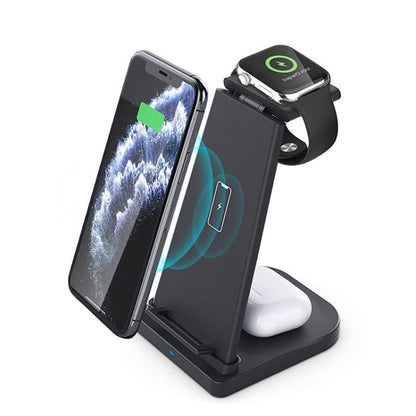 QGeeM QG-WC05 3 In 1 Portable Detachable Wireless Charger(Black) - Apple Accessories by QGeeM | Online Shopping UK | buy2fix