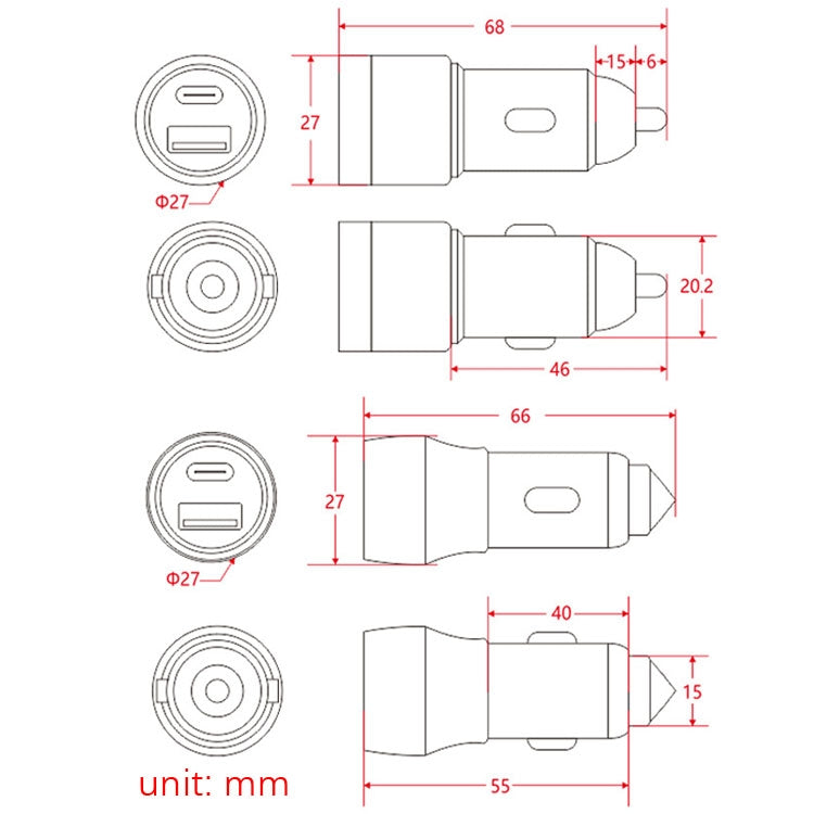 Aluminum Alloy Cigarette Lighter Applicable Car Charger, Model: Gray QCPD - In Car by buy2fix | Online Shopping UK | buy2fix