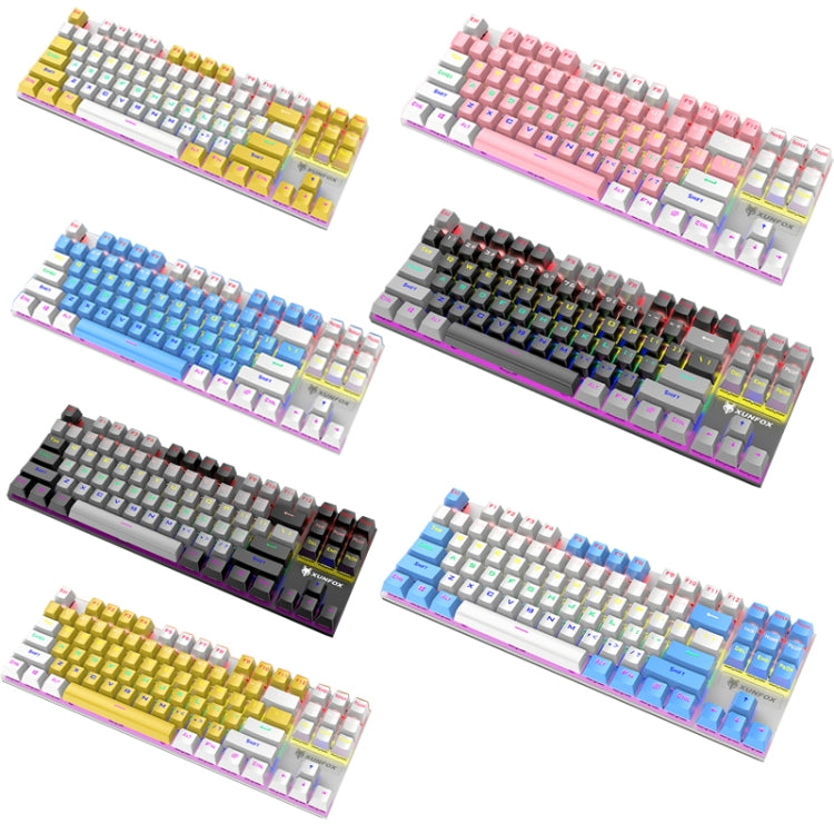 XUNFOX K80 87 Keys Wired Gaming Mechanical Illuminated Keyboard, Cable Length:1.5m(Blue White) - Wired Keyboard by XUNFOX | Online Shopping UK | buy2fix