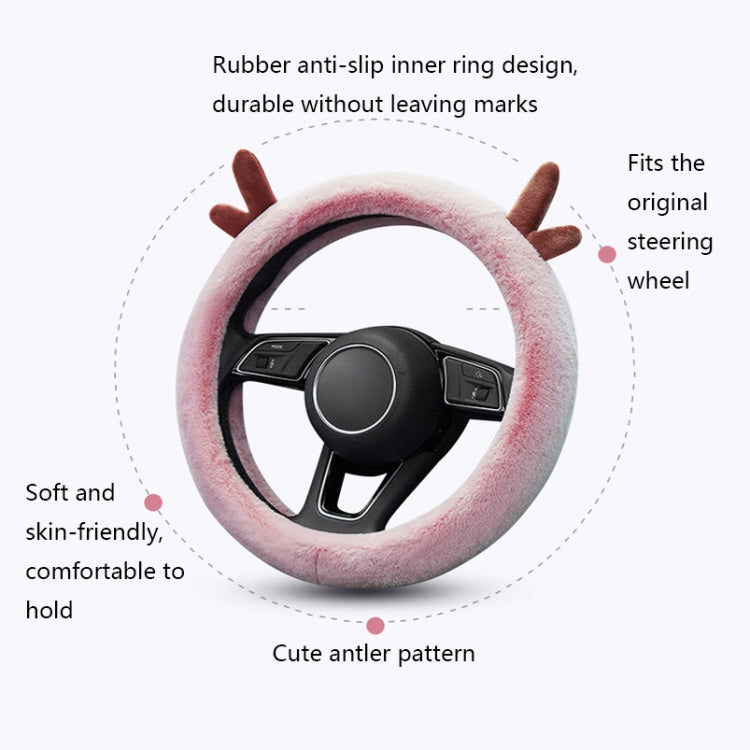 Antler Thick Plush Steering Wheel Cover, Style: D Type (Gray) - In Car by buy2fix | Online Shopping UK | buy2fix