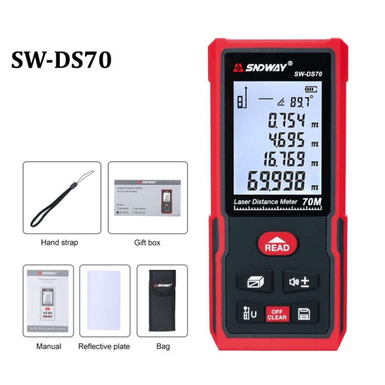 SNDWAY SW-DS70 Handheld Laser Rangefinder Infrared Laser Ruler, Distance: 70m - Consumer Electronics by SNDWAY | Online Shopping UK | buy2fix
