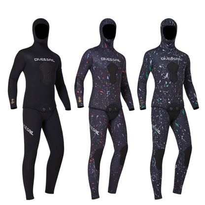 DIVE & SAIL 7mm Split Thick And Keep Warm Long Sleeves Hooded Diving Suit, Size: XXL(Black) - Athletic Wear by DIVE & SAIL | Online Shopping UK | buy2fix