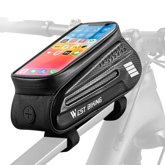 WEST BIKING Bicycle Hard Shell Front Beam Bag Mobile Phone Touch Screen Saddle Bag(Black) - Bicycle Bags by WEST BIKING | Online Shopping UK | buy2fix