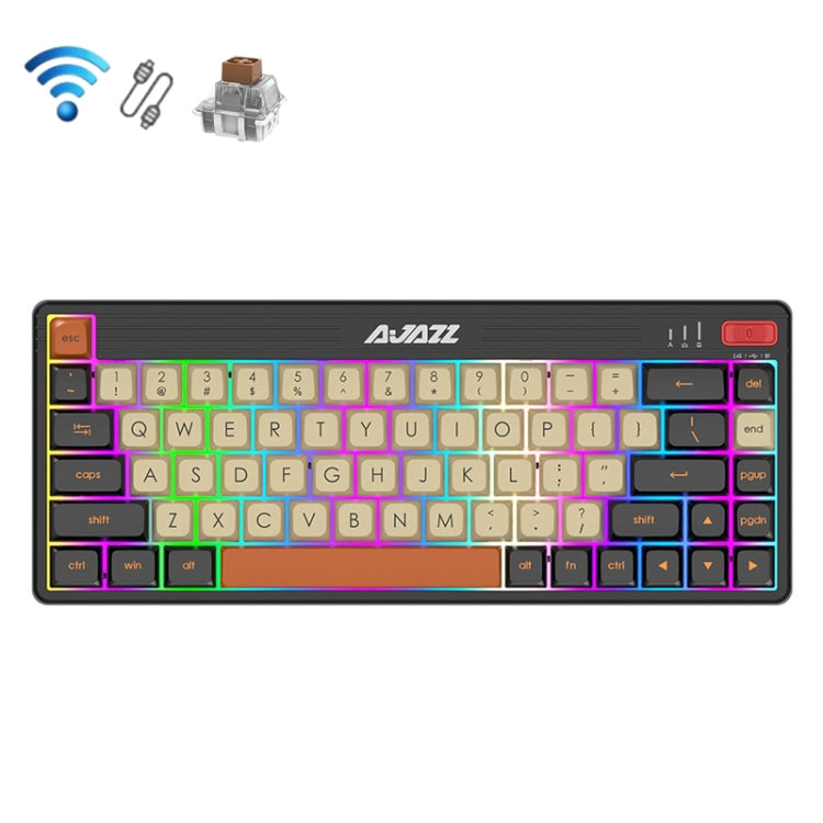 Ajazz K690T 69-key Wireless+Bluetooth+Wired Mechanical RGB Gaming Office Keyboard(Tea Shaft) - Wireless Keyboard by Ajazz | Online Shopping UK | buy2fix