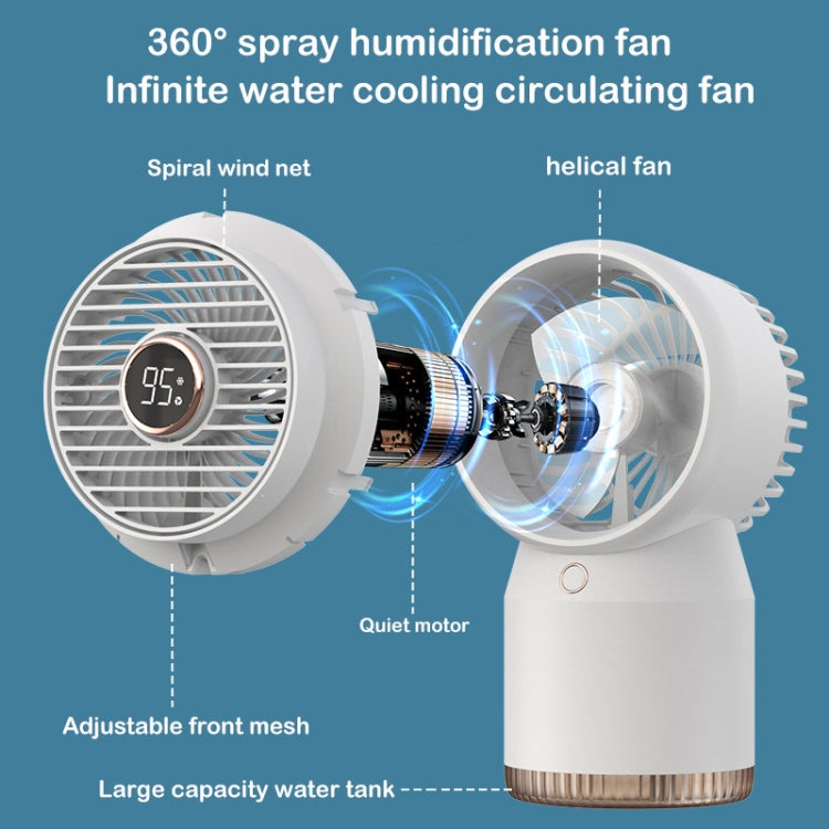 Spray Humidified LED Digital Display Office Home Fan, Style: USB Direct Plug(Blue) - Consumer Electronics by buy2fix | Online Shopping UK | buy2fix