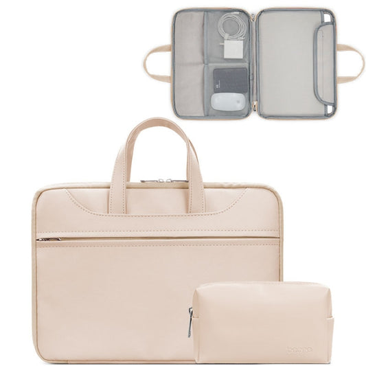 Baona BN-Q006 PU Leather Full Opening Laptop Handbag For 14 inches(Light Apricot Color+Power Bag) - 15 inch by Baona | Online Shopping UK | buy2fix