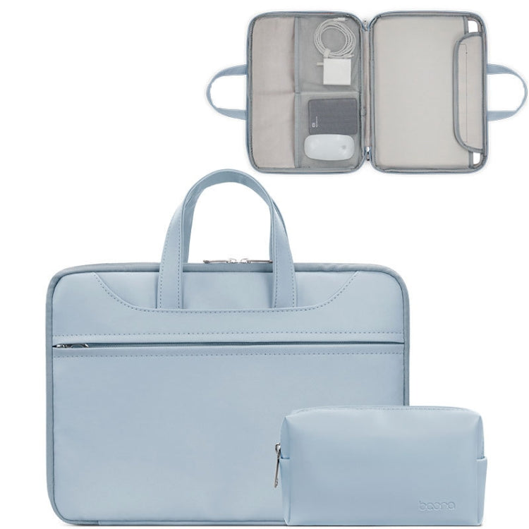 Baona BN-Q006 PU Leather Full Opening Laptop Handbag For 15/15.6/16 inches(Sky Blue+Power Bag) - 15.6 - 17 inch by Baona | Online Shopping UK | buy2fix