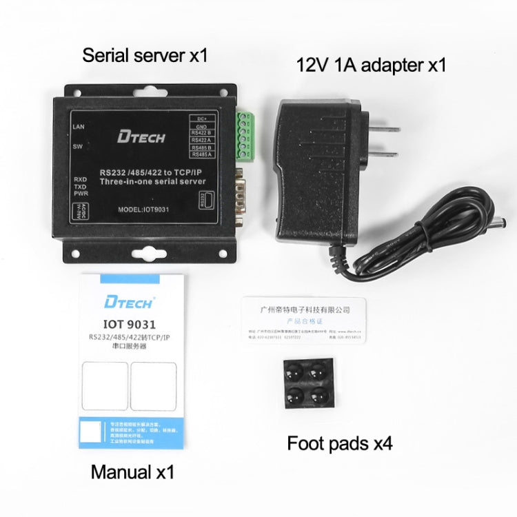 DTECH IOT9031 RS232/485/422 To TCP 3 In 1 Serial Server, CN Plug - RS485 / RS232 Series by buy2fix | Online Shopping UK | buy2fix